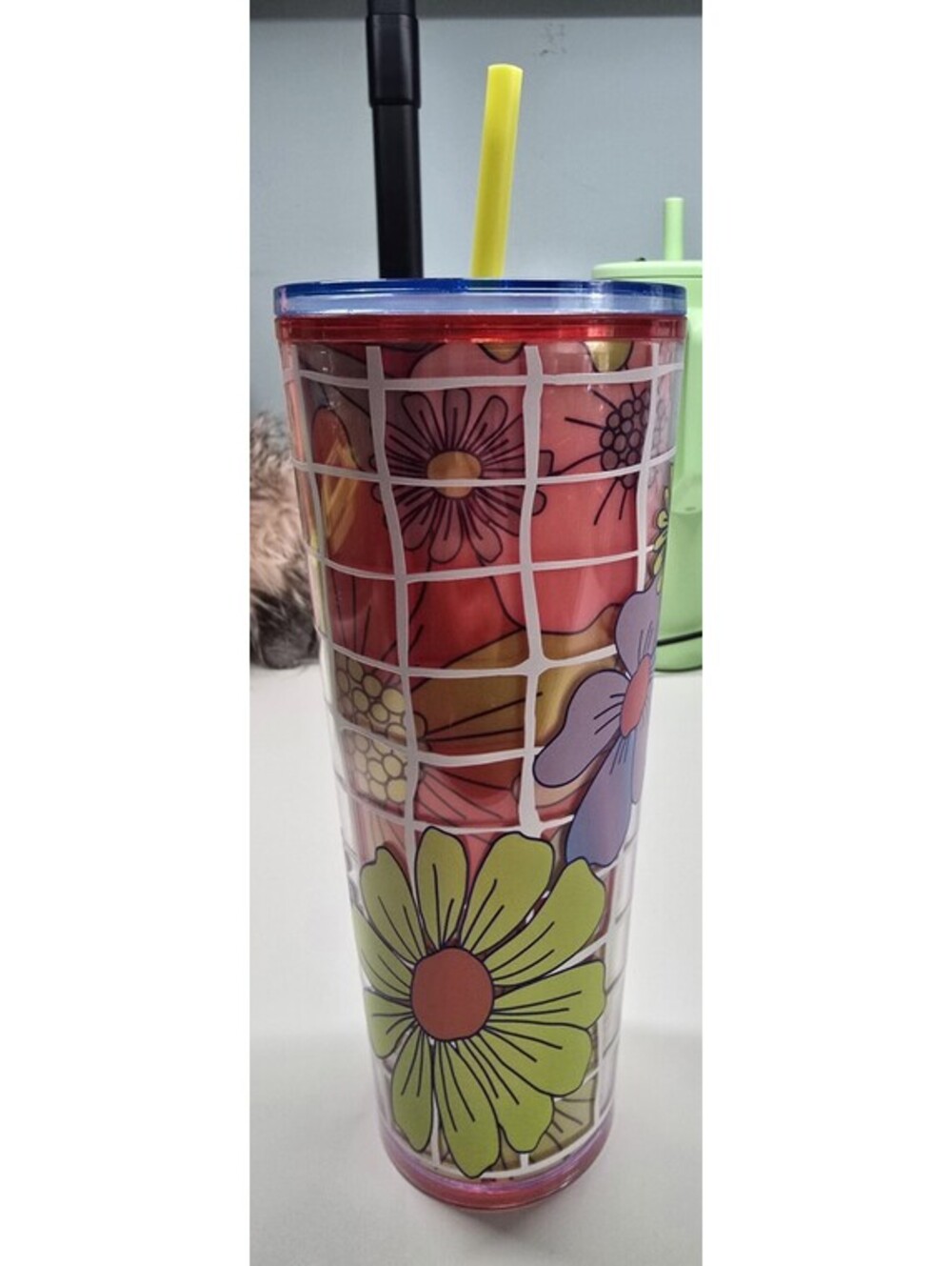 Starbucks 2024 Pool Side Flower Square Cold Cup Venti Tumbler Daisy